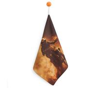 Dirt Bike Riding Through Flames Small Towels with Hanging Loop 1PCS