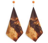 Dirt Bike Riding Through Flames Small Towels with Hanging Loop 2PCS