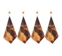 Dirt Bike Riding Through Flames Small Towels with Hanging Loop 4PCS