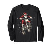 Dirt Bike Santa Claus Funny Motocross MX Biker Christmas Long Sleeve T-Shirt