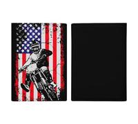 Dirt Bike U.S.A. Flag Motocross Biker Travel Passport Wallet Credit Card Holder Cover Case Protector