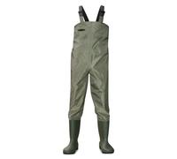(Foot Size UK8, Green) Dirt Boot Nylon Chest Waders 100% Waterproof Fly Coarse Fishing Muck Wader