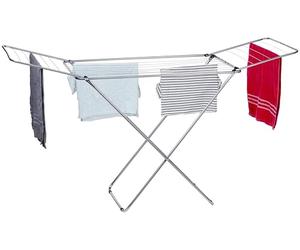 Dirt Devil Foldable Clothes Airer - Drying Length 18 m - with Non-Slip Feet - Metal Frame - Load Capacity Wings Each 10 kg - Suitable for Indoor Use