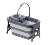 Dirt Devil Foldable Mop Bucket 20 Litres - Mop Bucket with Wringer - Space-saving Cleaning - Portable Plaster Grey White
