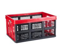 Dirt Devil Folding Box 45 Litres - Folding Box for Shopping - Organiser with Handles and Ventilation - Stackable Box - Red Black