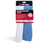 Dirt Devil Pack Of 2 Kitchen Microfibre Towels 30 X 30Cm Blue White