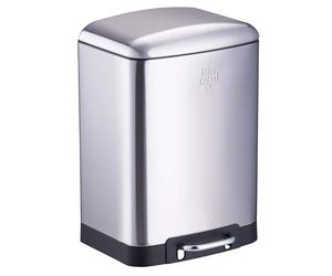 Dirt Devil Pedal Bin 12 L - Kitchen Waste Bin with Soft Close - Stainless Steel Waste Bin - Removable Inner Bucket - Kitchen Rubbish Bin - 27.5 x 25.5 x 40.2 cm - Silver