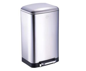 Dirt Devil Pedal Bin 30 L - Kitchen Waste Bin with Soft Close - Stainless Steel Waste Bin - Removable Inner Bucket - Kitchen Waste Bin - 34.5 x 32.5 x 61.5 cm - Silver
