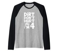 Dirt Dont Hurt Im 4 Monster Truck Birthday Raglan Baseball Tee
