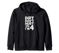 Dirt Dont Hurt Im 4 Monster Truck Birthday Zip Hoodie