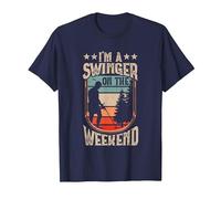Dirt Fishing I'ma Swinger on The Weekend Metal Detecting T-Shirt, Men, Navy Blue, Large