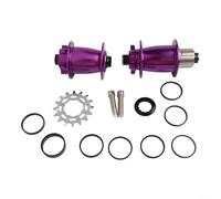 Dirt Jump Hub Pair 32H Spoke Holes Front 100mm Rear 135mm with 16T Freewheel and Anodized Aluminum Finish (Purple)