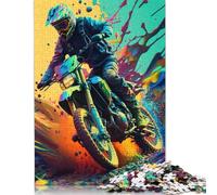 Dirt Motocross Art Jigsaw Puzzles Puzzle for Adults Kids. 1000 Pieces Whimsical Challenge Toy Educational Game Home Decoration for Educational Games Gifts 1000pcs (40x28cm)