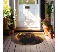 Dirt Trapper Door Mat Half Circle Doormats Non Slip Washable Entryway Rug | Low Profile Indoor Outdoor Welcome Mat Angry Roaring Lion Dirt Trapping Carpet For Kitchen Bathroom Entryway Mat 24""X36""
