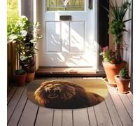 Dirt Trapper Door Mat Half Circle Doormats Non Slip Washable Entryway Rug | Low Profile Indoor Outdoor Welcome Mat Angry Roaring Lion Dirt Trapping Carpet For Kitchen Bathroom Entryway Mat 19""X30""