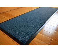 DIRT TRAPPER SMALL MEDIUM LARGE DOORMAT BLUE / BLACK ABSORBENT BATHMATS NON SLIP HEAVY DUTY RUG INSIDE OUTSIDE WATERPROOF BARRIER MAT DOOR OFFICE FLOOR KITCHEN RUNNER UTILITY CARPET (50 X 80 CMS)
