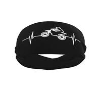 Dirtbike Heartbeat Sports Sweatbands for Men & Women, Non-Slip Elastic Wristbands & Headbands for Basketball, Tennis, Workout, Gym, Yoga, Absorbent & Breathable (Black)