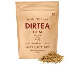 DIRTEA Chai Latte - With Lion's Mane, Vitamin B Complex, Tremella, Reishi, and Aromatic Spices - 2,400mg per Serving - 180g - 30 Servings