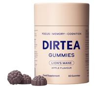 DIRTEA Lion's Mane Mushroom Gummies (60 Gummies) - 2,400mg per Serving - Vegan, Natural & Sugar Free with Vitamin B12 & B5 - Apple Flavour