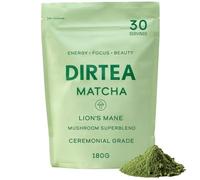 DIRTEA Matcha Powder - 100% Japanese Ceremonial Grade Matcha with Lions Mane & Tremella - 2,500mg per Serving - Vegan & Non GMO - 180g - 30 Servings