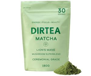 DIRTEA Matcha Powder Super Blend | Organic & Ceremonial Grade | Vegan & Non GMO | with Lion's Mane, Reishi & Tremella | for Skin, Focus and Long-Lasting Energy | Pouch 180g - 30 Day Serving