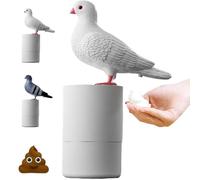 Dirty Bird Funny Pigeon-Shaped Touchless Foam Soap Dispenser, Unique Gag Gift for Bathroom and Kitchen, Bird Lovers Decor (White)