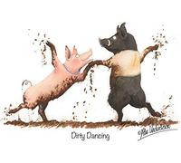 "Dirty Dancing" Funny Pig Greeting Card by Alex Underdown