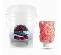 DIRTY DEVIL 20L/5Gallon Clear Wash Bucket with Dirt Shield + FREE WASH MITT, Heavy Duty Car Detailing Pail, 20L Transparent Plastic Container (1 Bucket, Clear)