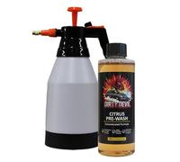 DIRTY DEVIL Citrus Pre Wash 500ml + 1.5L Pressure Sprayer - Powerful Citrus Pre Wash - Cuts Through Dirt, Bugs & Road Grime -Safe on All Surfaces - Powerful Degreaser for Paint, Plastic & Wheels