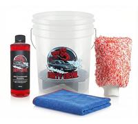 DIRTY DEVIL Dads Essential Car Cleaning/Washing Kit -Car Shampoo 500ml, 20L Clear Wash Bucket with Dirt Shield, Microfibre Wash Mitt & Drying Towel - Detailing Set - Perfect valeting kit!