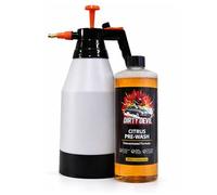 DIRTY DEVIL Ultra Concentrated Citrus Pre Wash 1L + 1.5L Pressure Sprayer - Powerful Pre Wash - Cuts Through Dirt, Bugs & Road Grime -Safe on All Surfaces - Powerful Degreaser for Paint & Wheels