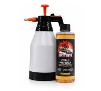 DIRTY DEVIL Ultra Concentrated Citrus Pre Wash 500ml + 1.5L Pressure Sprayer - Powerful Pre Wash - Cuts Through Dirt, Bugs & Road Grime -Safe on All Surfaces - Powerful Degreaser for Paint & Wheels