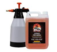 DIRTY DEVIL Ultra Concentrated Citrus Pre Wash 5L + 1.5L Pressure Sprayer - Powerful Pre Wash - Cuts Through Dirt, Bugs & Road Grime -Safe on All Surfaces - Powerful Degreaser for Paint & Wheels