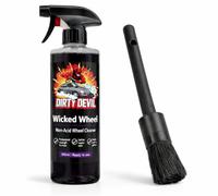 DIRTY DEVIL Wicked Wheel Cleaner 500ml + FREE Wheel Brush - Powerful Brake Dust Remover - Safe for Factory Finished Rims - Advanced Formula for Regular Maintenance & Detailing