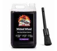 Dirty Devil Wicked Wheel Cleaner 5L + FREE, Premium Wheel Brush -Non-Acidic, Powerful Brake Dust Remover - Safe for Factory Finished Rims - Advanced Formula for Regular Maintenance & Detailing