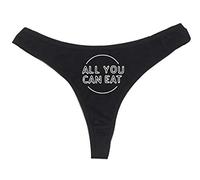 Dirty Girl Undies All You Can Eat Women's High Rise Sexy Thong, Dirty Undies! Black, Black, S