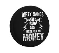 Dirty Hands Make Clean Money Car Wheel Accessories Durable Spare Tire Cover Waterproof Spare Wheel Cover Universal For Rv Most Vehicles Trailer 14inch