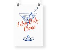 Dirty Martini - Original Poster: 'Extra Dirty Please' Print, Home Bar Wall Art, Modern Home Decor, Kitchen Decor, Cocktail Lover Gift