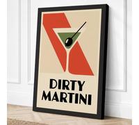 Dirty Martini Poster Art Deco Canvas Wall Art Print 24x16 Inch (61 x 41 cm)