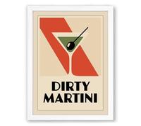 Dirty Martini Poster Art Deco Framed Wall Art Print A2 (59.4×42cm) White, Wall Decor for Living Room, Bedroom, Office & Home, Ready to Hang, Art Gift