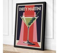 Dirty Martini Retro Canvas Wall Art Print 18x12 Inch (46 x 30 cm)