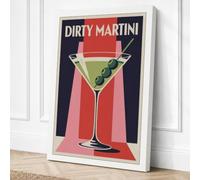 Dirty Martini Retro Canvas Wall Art Print 18x12 Inch (46 x 30 cm)