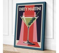 Dirty Martini Retro Canvas Wall Art Print 36x24 Inch (91 x 61 cm)