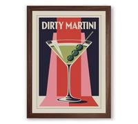 Dirty Martini Retro Framed Wall Art Print A4 (29.7×21cm) Walnut, Wall Decor for Living Room, Bedroom, Office & Home, Ready to Hang, Art Gift