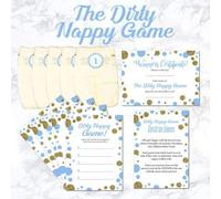 Dirty Nappy Baby Shower Game - Girl, Boy, Yellow, Blue, Pink, Green, Grey & Lilac 12 Players (Additional Game Cards can be Added on) (Blue, 12 Player Game)