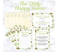 Dirty Nappy Baby Shower Game - Girl, Boy, Yellow, Blue, Pink, Green, Grey & Lilac 12 Players (Additional Game cards can be added on) (Green, 10 Extra Game Sheets)