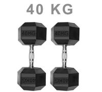 Dirty Pro Tools 40Kg Hex Dumbbell Pair Rubber-Coated Free Weights For Home Gym
