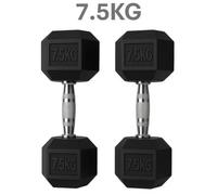 Dirty Pro Tools 7.5Kg Hex Dumbbell Pair Rubber-Coated Free Weights For Home Gym
