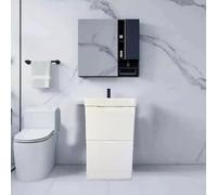 Dirty Pro Tools Bathroom Vanity Unit with Basin Fully Assembled High Gloss White Cloakroom Sink Unit Floor Mounted Two Doors (800mm)