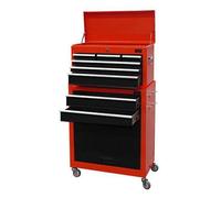 Dirty Pro Tools Heavy Duty Tool Chest & Rollcab Set Red-Black Lockable Top Cabinet With Ball Bearing Drawers